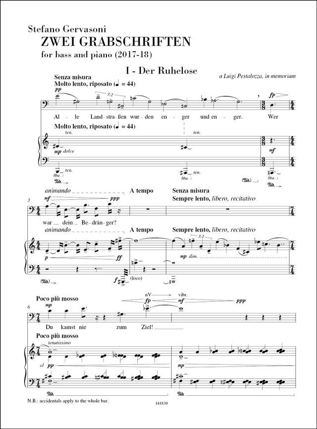 Drei Grabschriften - for bass and piano - bas a klavír